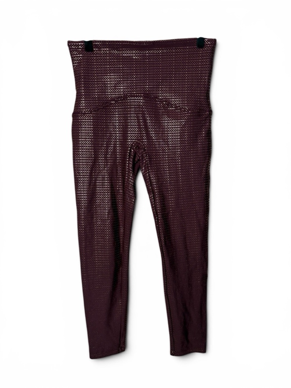 SPANX Maroon Dot Shiny Leggings Cropped Tights Size Medium